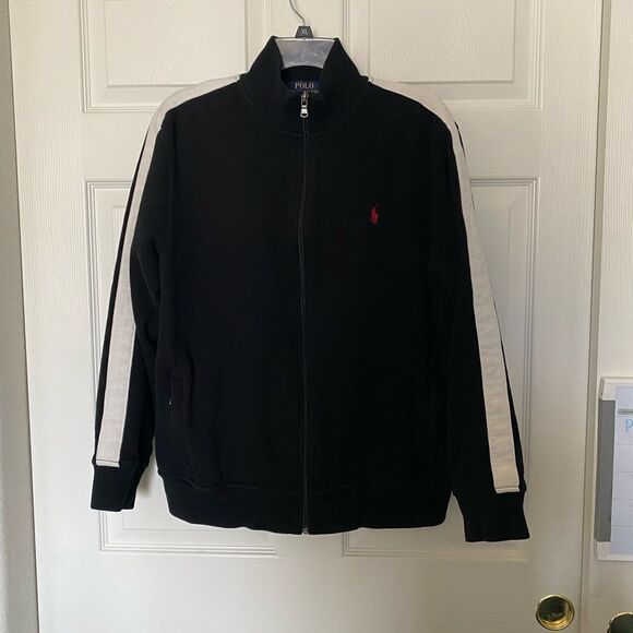 POLO by Ralph Lauren Men’s Black with White Accent Full Zip Sweater Size L - Picture 1 of 4